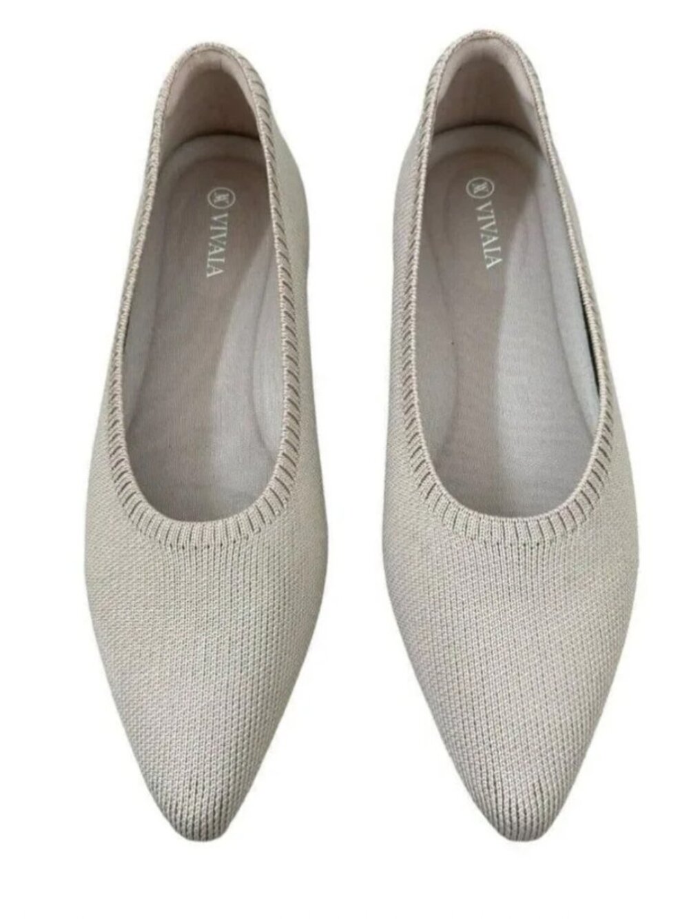Vivaia Womens Cream White Pointed Toe Ballet Flats Aria Sz 39.5 - Picture 2 of 4